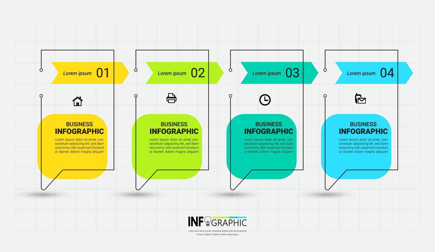 Linear flat infographic template vector