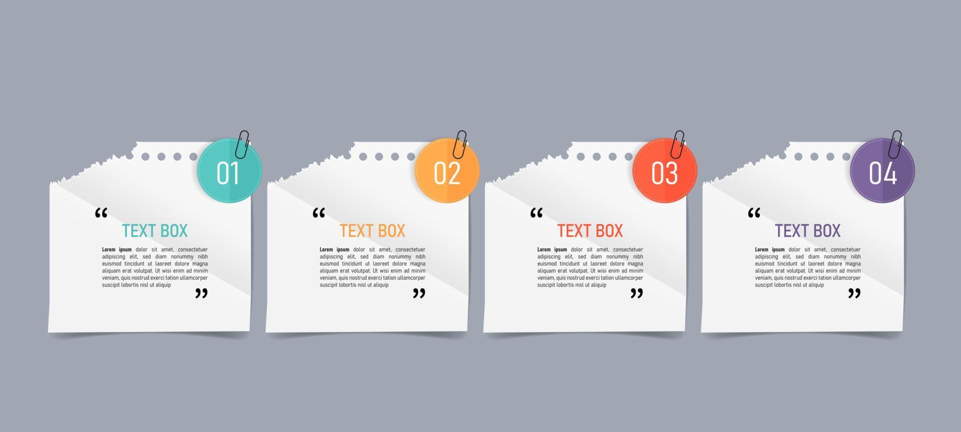 Text box design with note papers vector