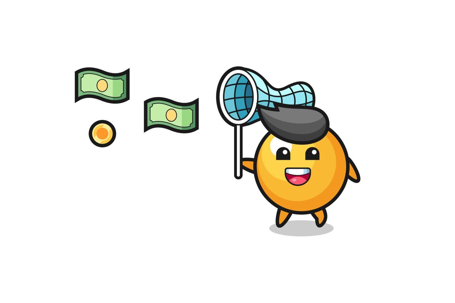 Ilustración del ping pong atrapando dinero volador vector