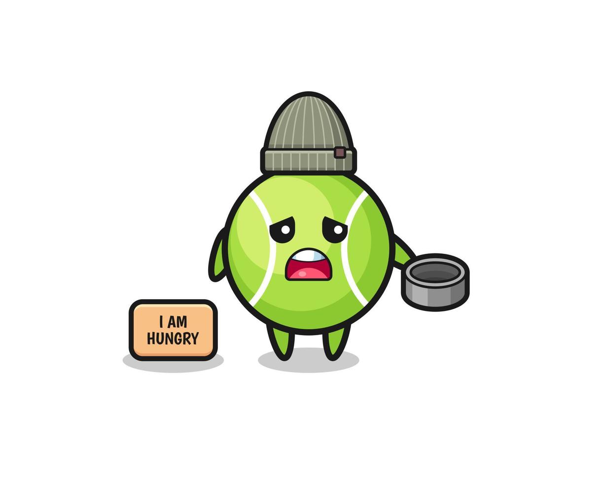 cute tennis beggar cartoon character vector