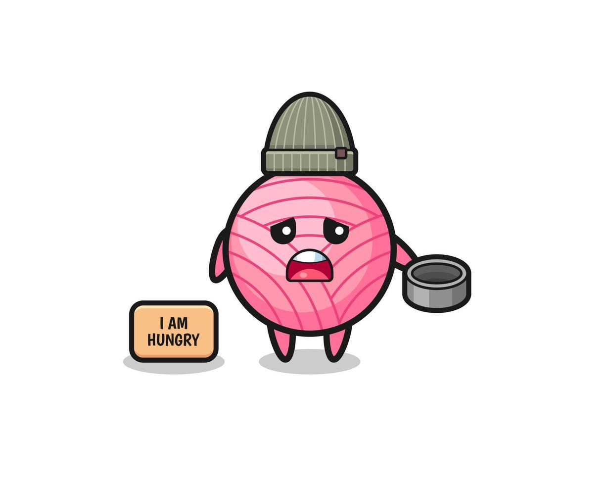 cute yarn ball beggar cartoon character vector