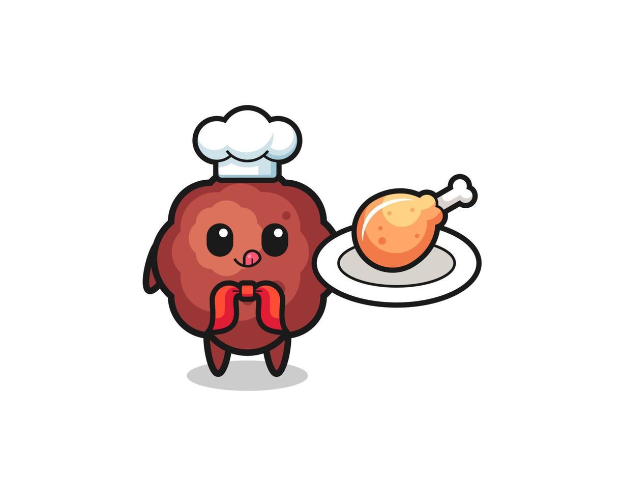 meatball fried chicken chef cartoon character vector