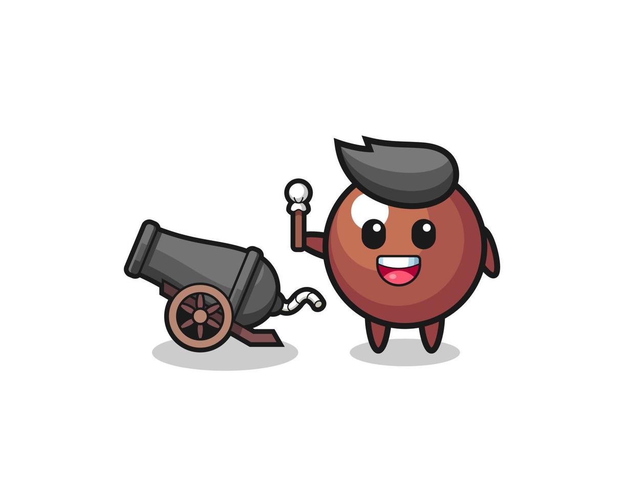 cute chocolate ball shoot using cannon vector