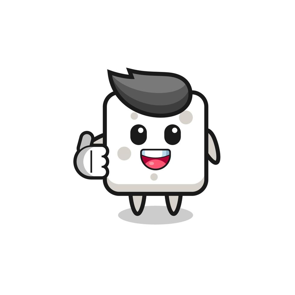 sugar cube mascot doing thumbs up gesture vector