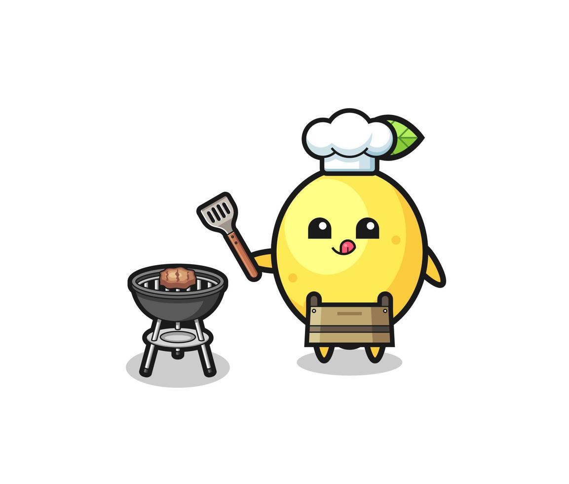 lemon barbeque chef with a grill vector