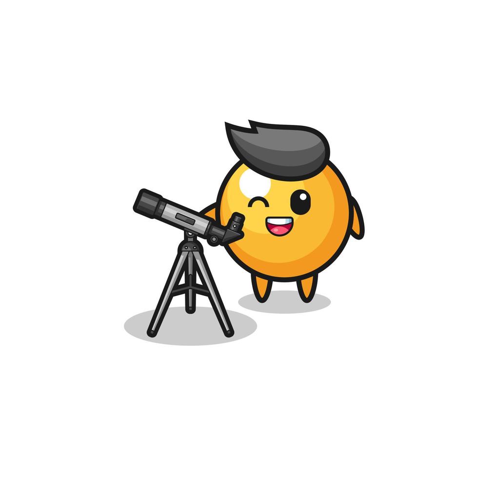 ping pong astronomer mascot with a modern telescope vector