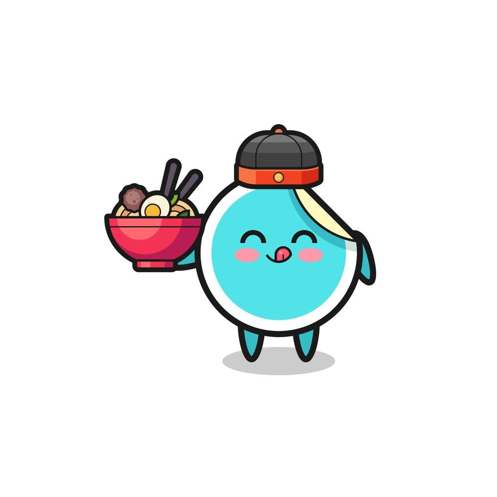 sticker as Chinese chef mascot holding a noodle bowl vector
