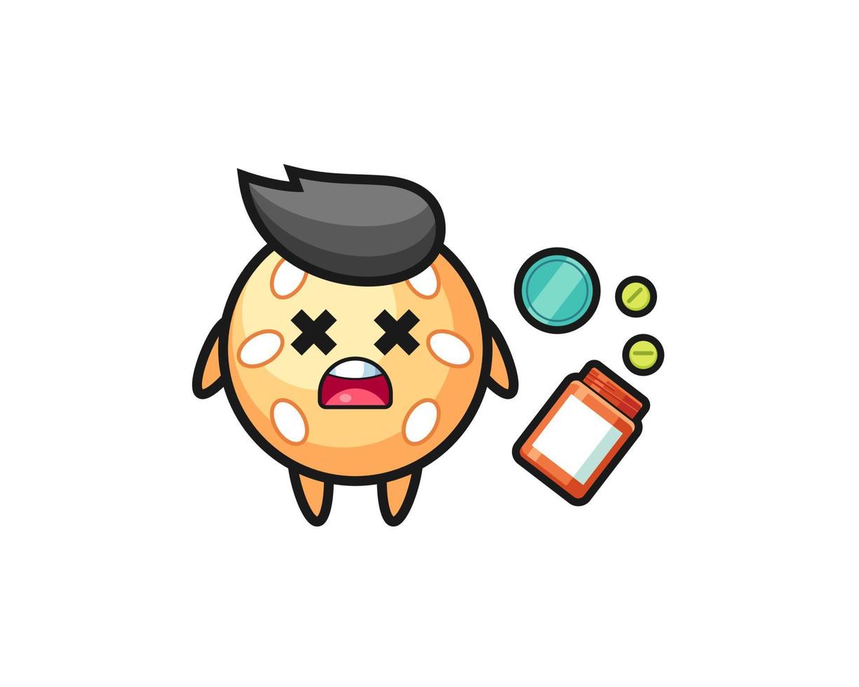 illustration of overdose sesame ball character vector