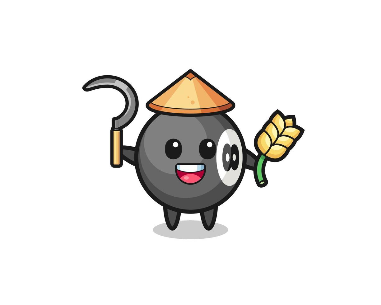 billiard Asian farmer holding paddy vector