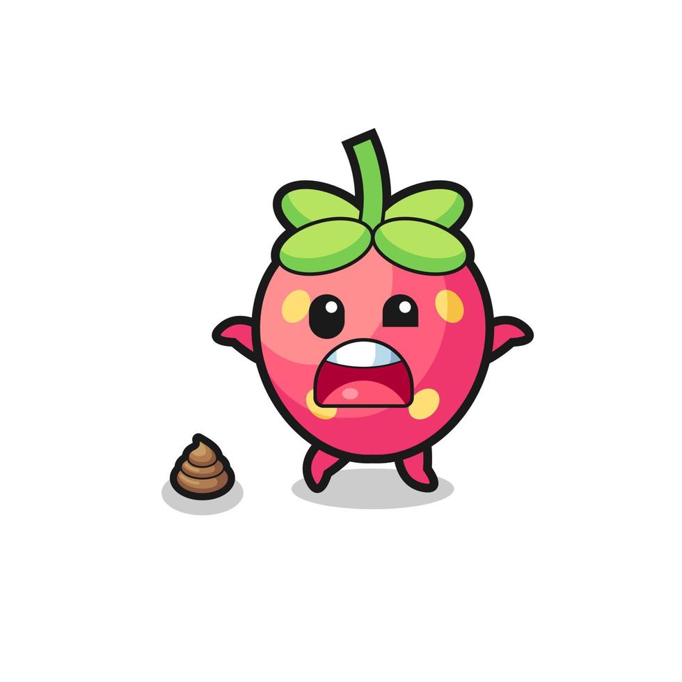 strawberry earth surprised to meet poop vector