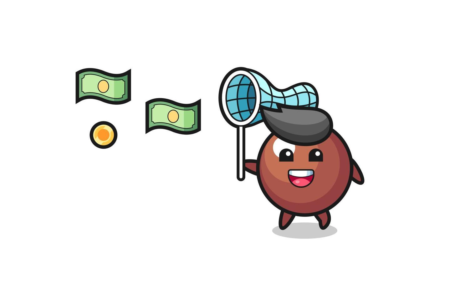 illustration of the chocolate ball catching flying money vector