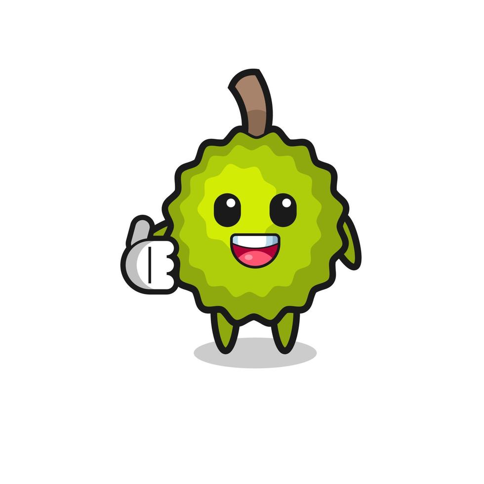 mascota durian haciendo pulgares arriba gesto vector