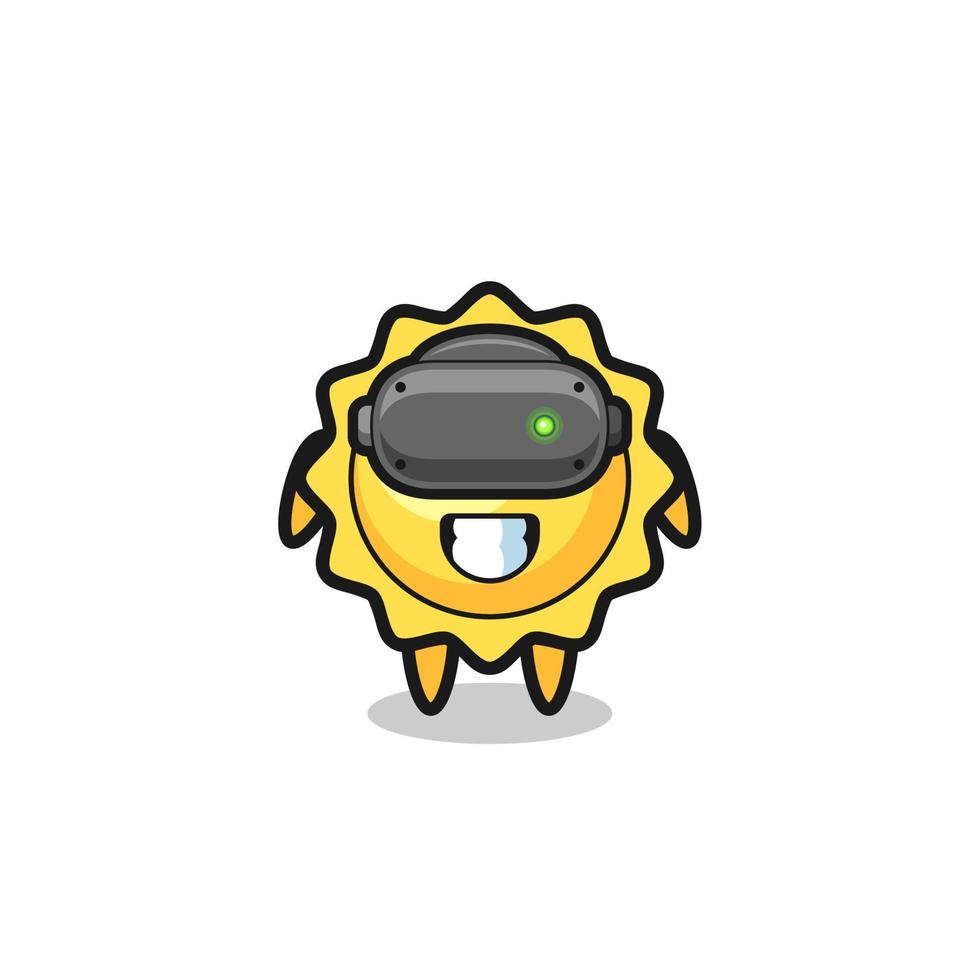 cute sun using VR headset vector