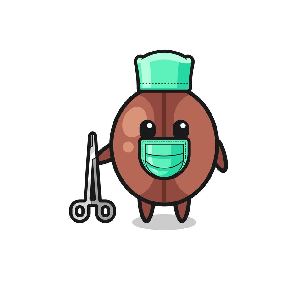 cirujano personaje de mascota de grano de café vector