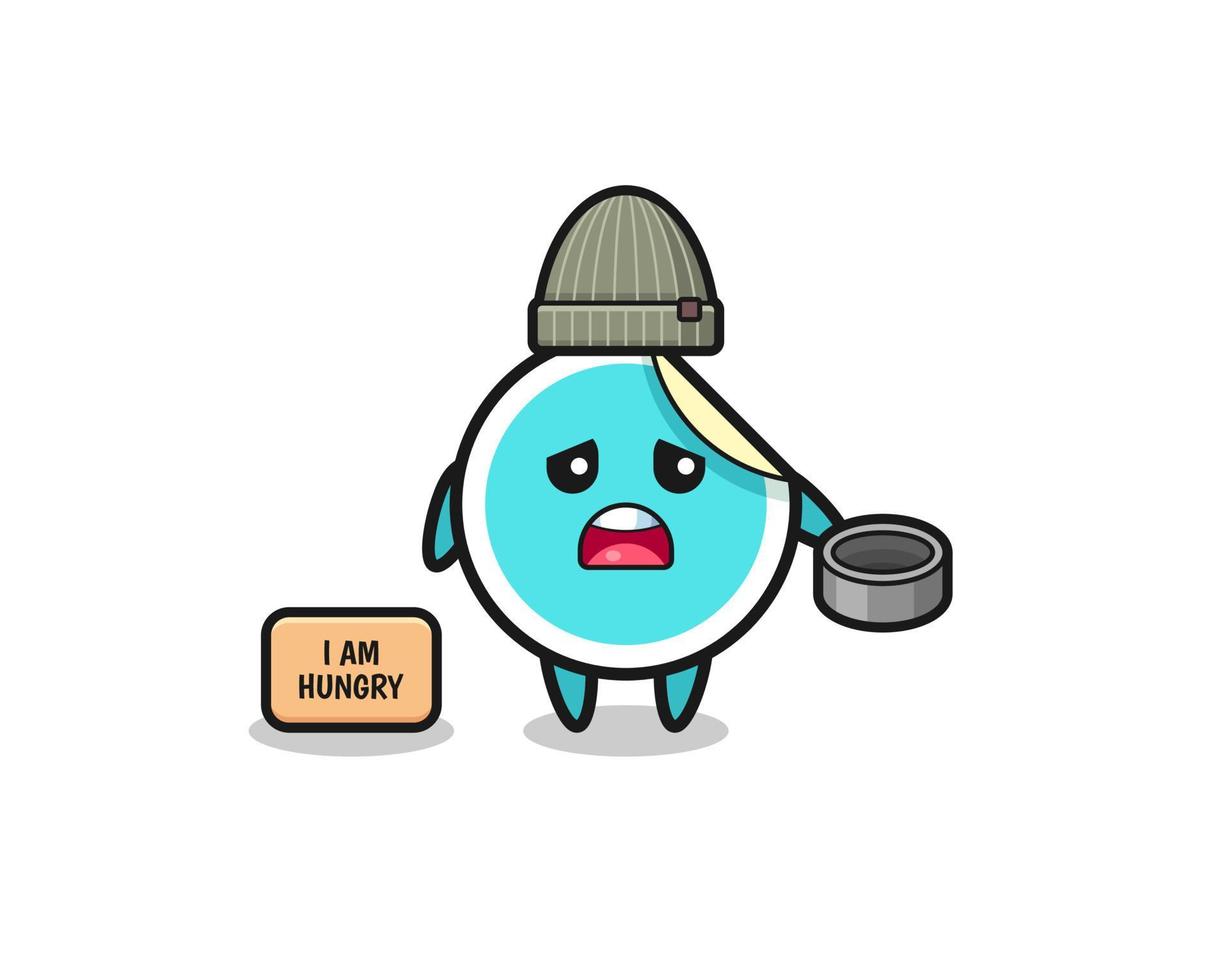 cute sticker beggar cartoon character vector