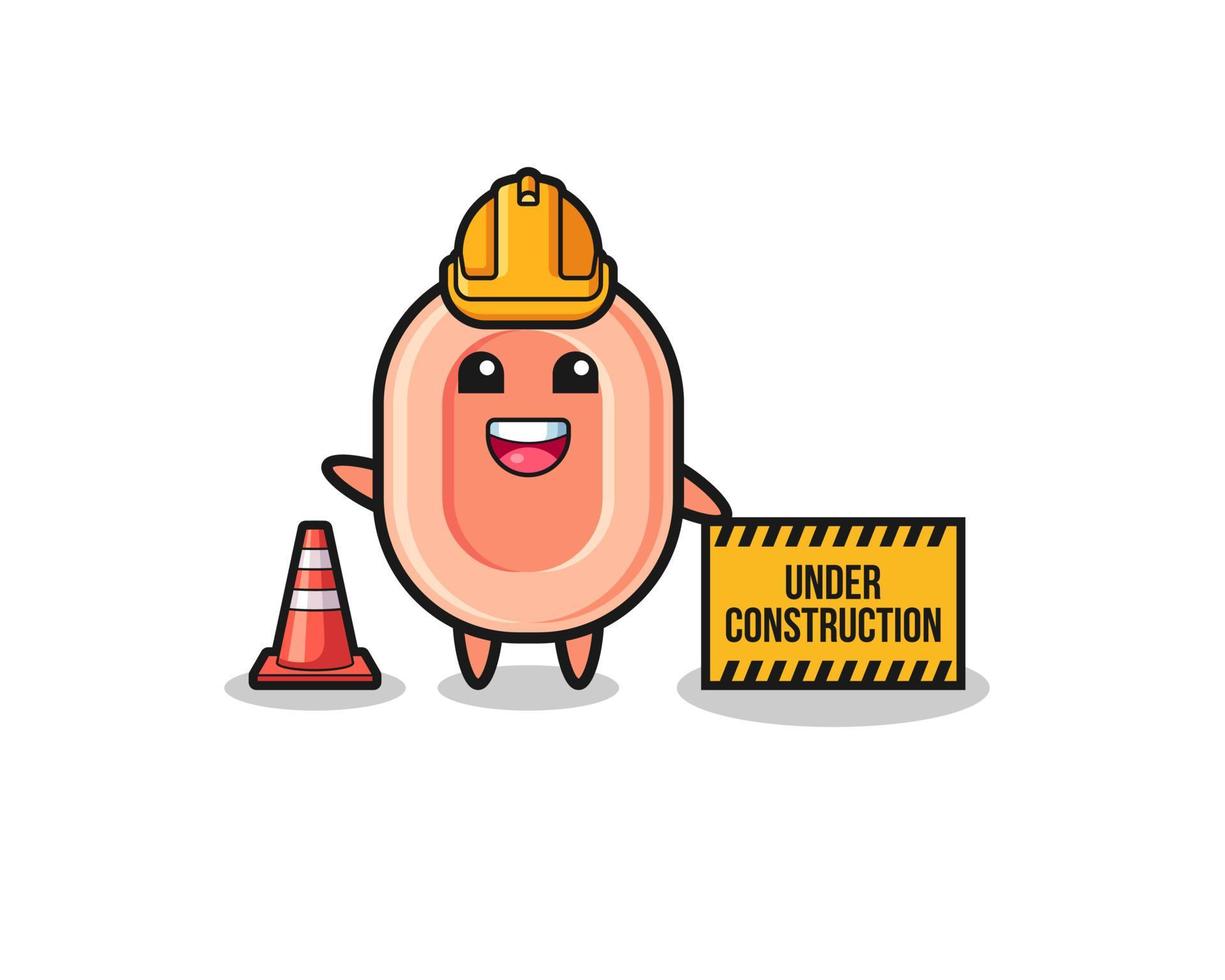 illustration of soap with under construction banner vector