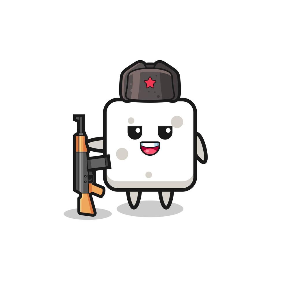 cute sugar cube cartoon as Russian army vector