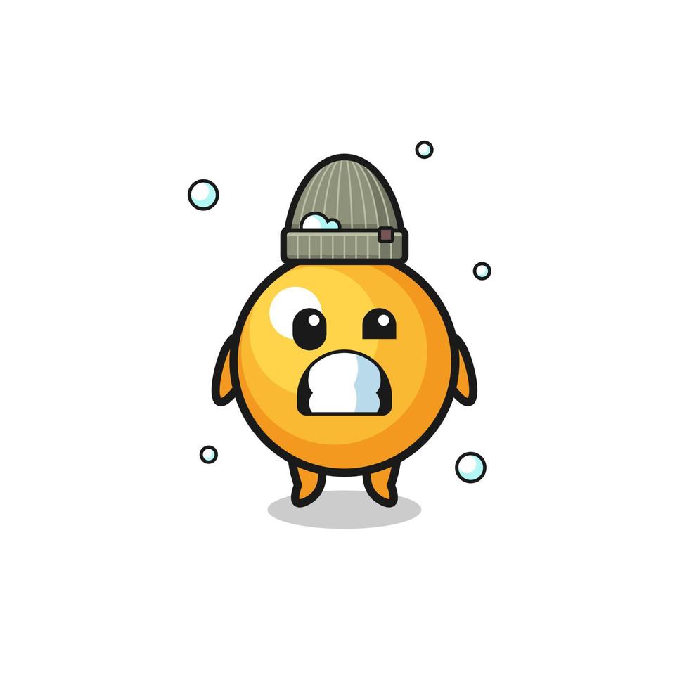 cute cartoon ping pong with shivering expression vector