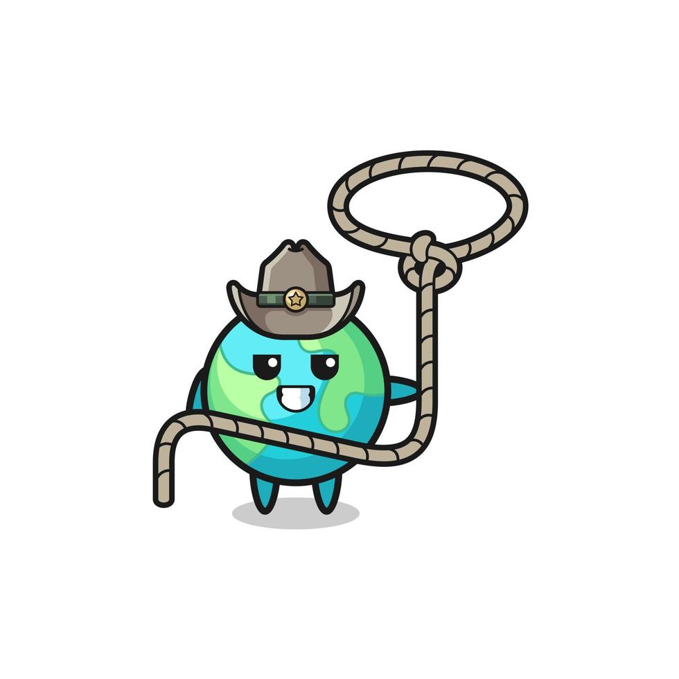 the earth cowboy with lasso rope vector