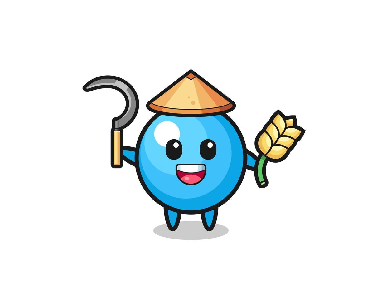 gum ball Asian farmer holding paddy vector