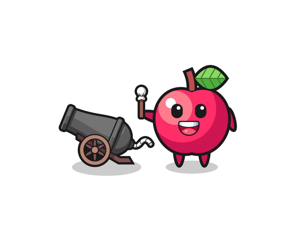 cute apple shoot using cannon vector