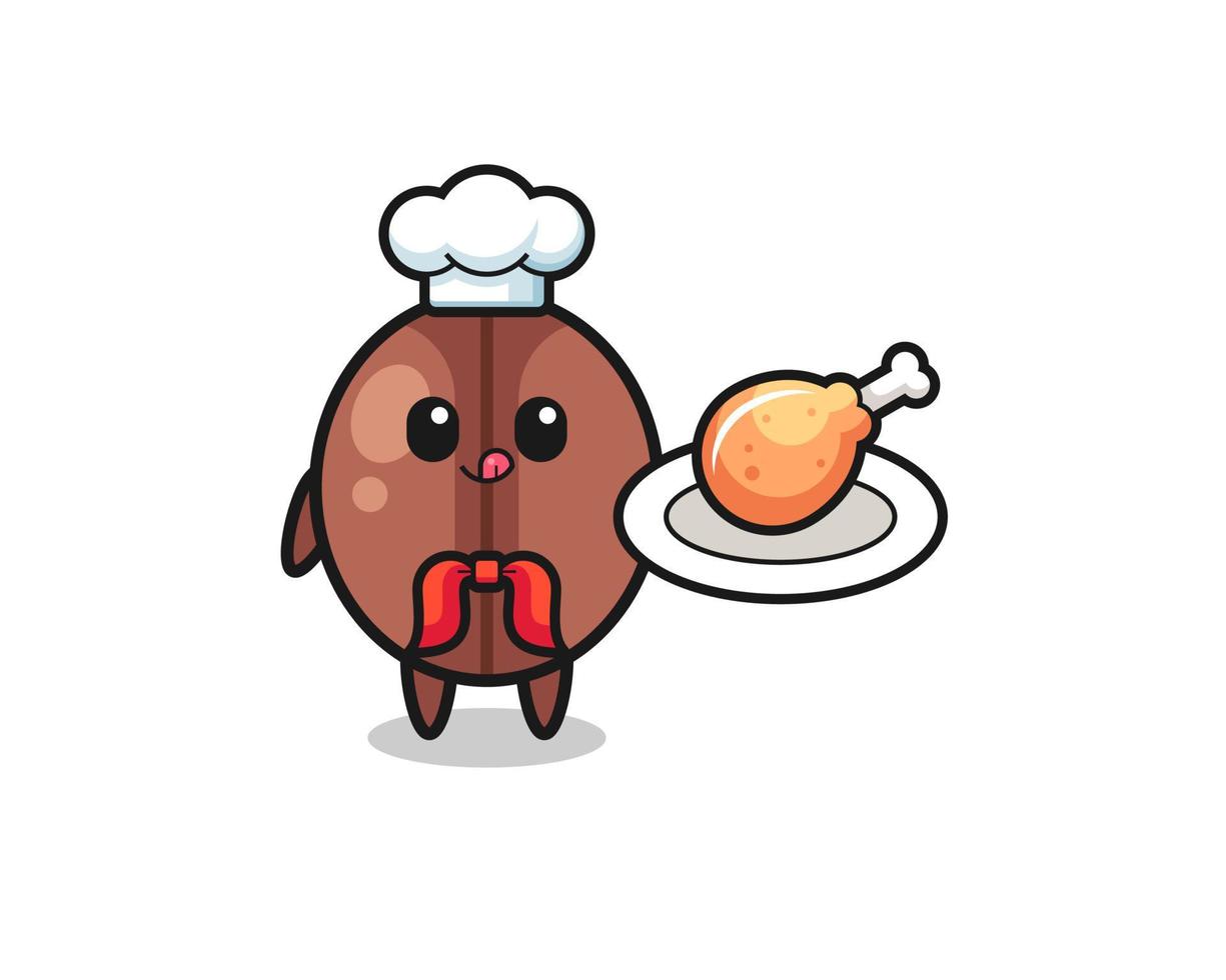 coffee bean fried chicken chef cartoon character vector