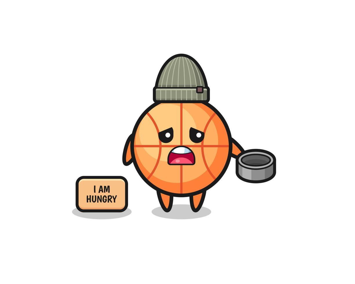 cute basketball beggar cartoon character vector