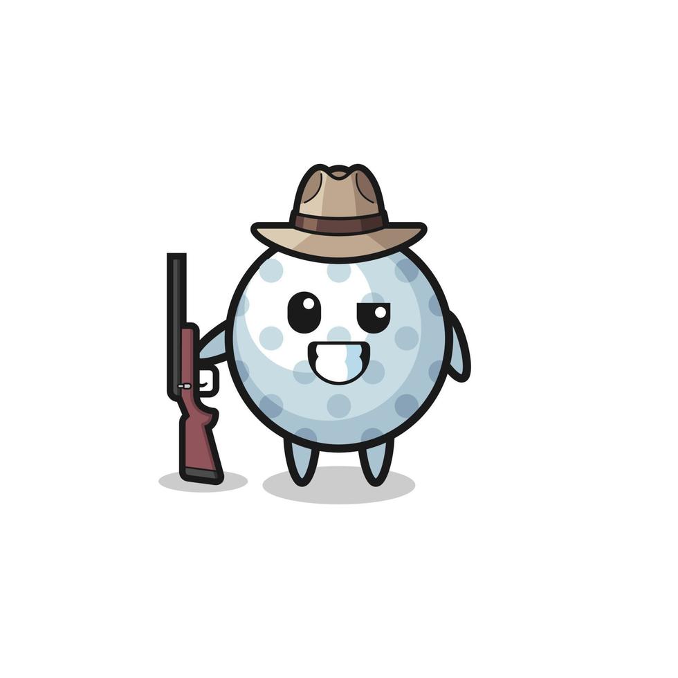 golf hunter mascot holding a gun vector