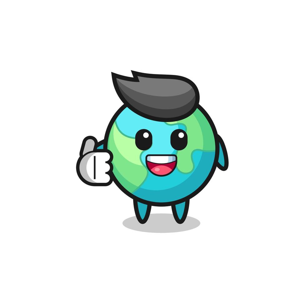 earth mascot doing thumbs up gesture vector