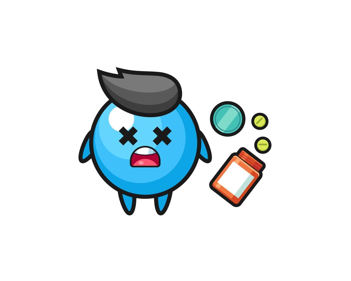 Ilustración de personaje de bola de goma de sobredosis vector