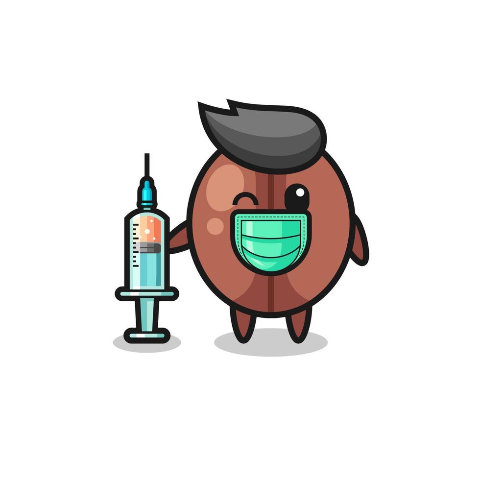 mascota del grano de café como vacunador vector