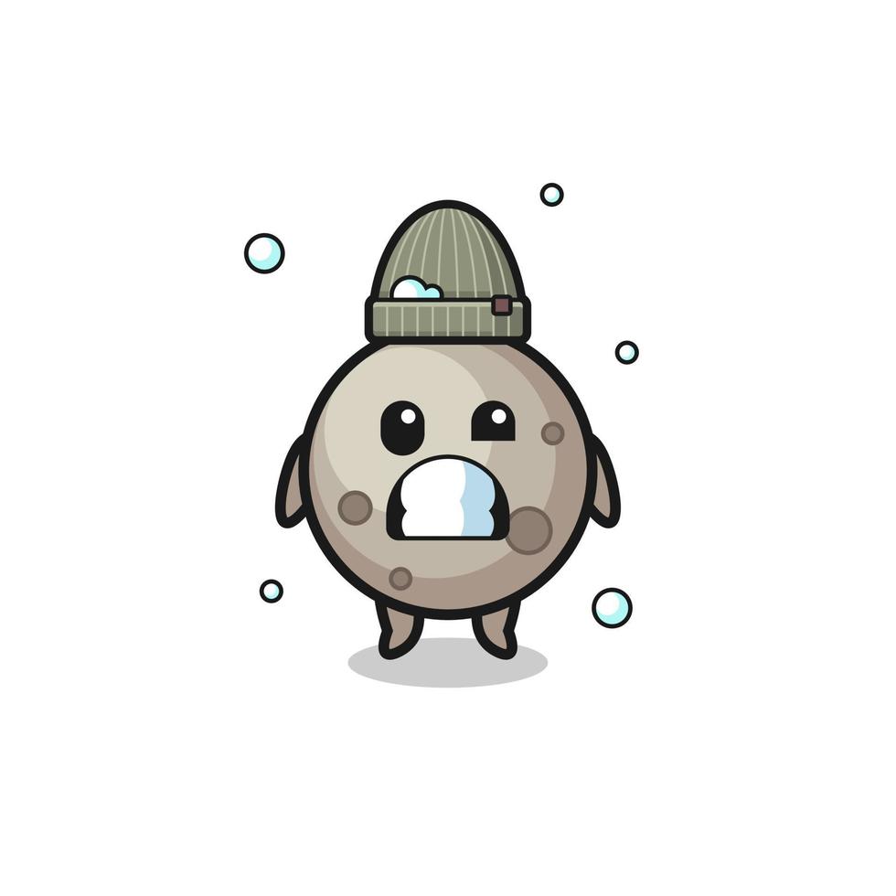 cute cartoon moon with shivering expression vector