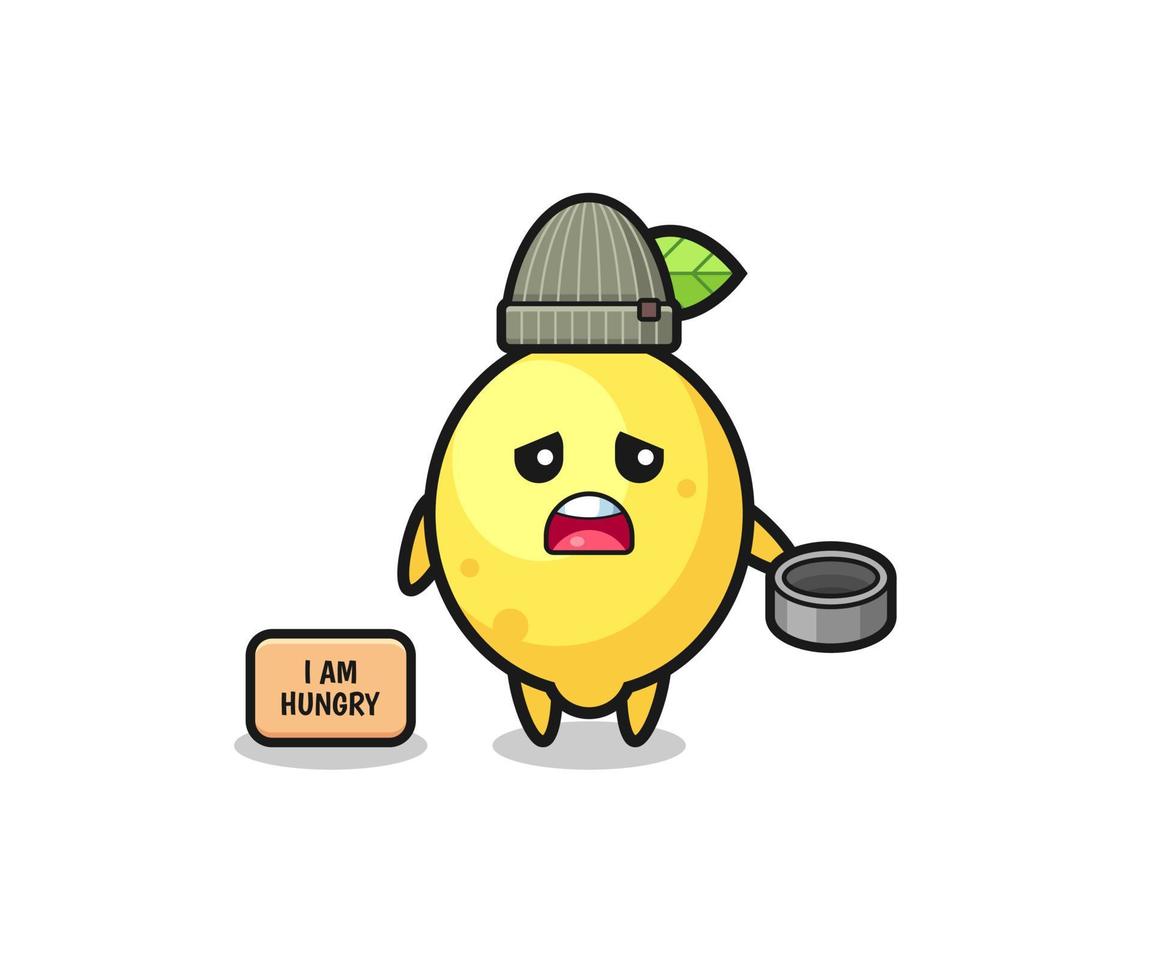 cute lemon beggar cartoon character vector
