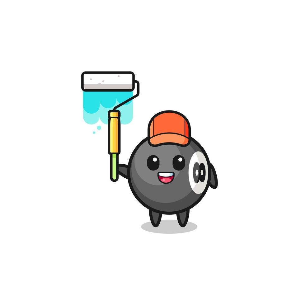 the billiard painter mascot with a paint roller vector