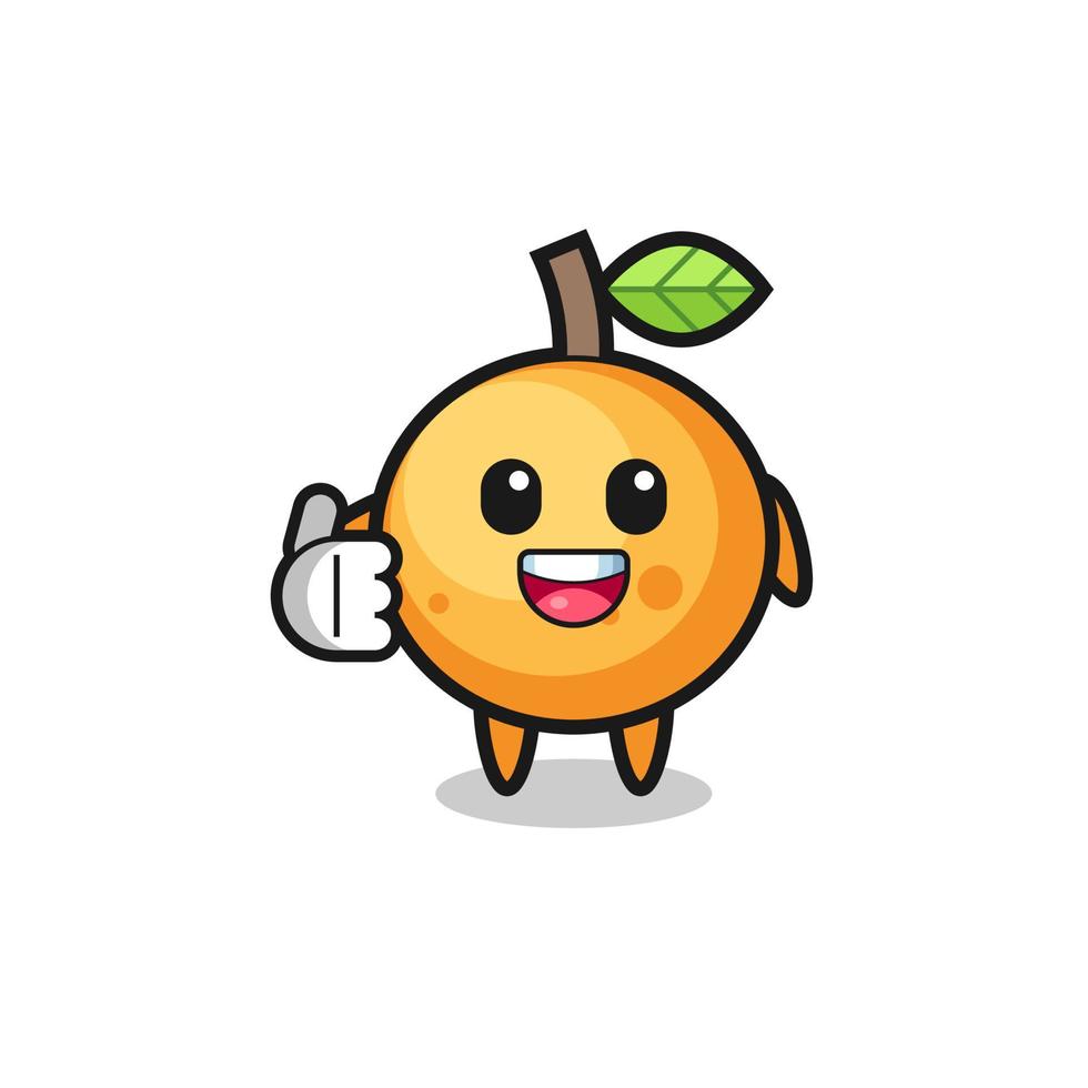 orange fruit mascot doing thumbs up gesture vector