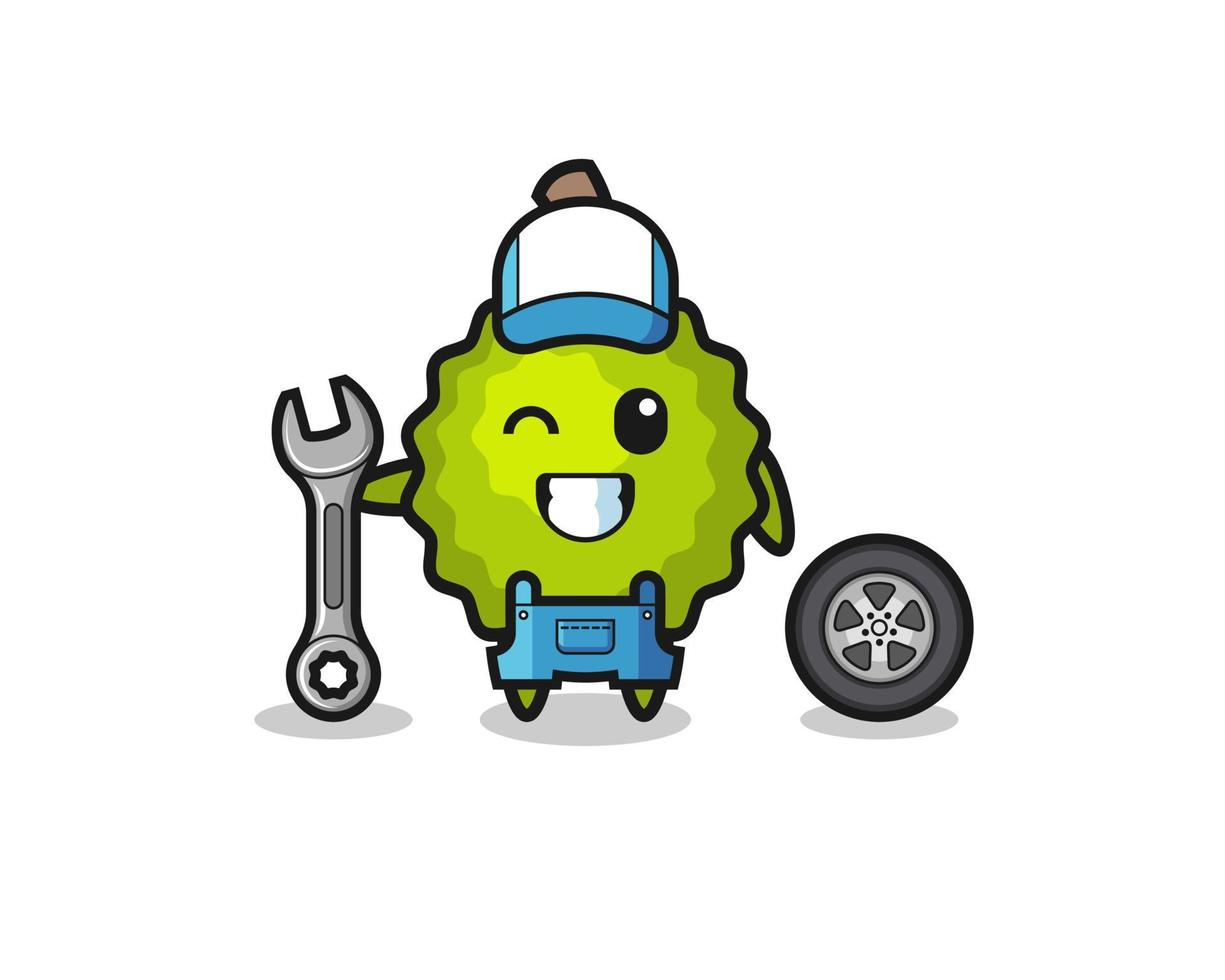 the durian character as a mechanic mascot vector