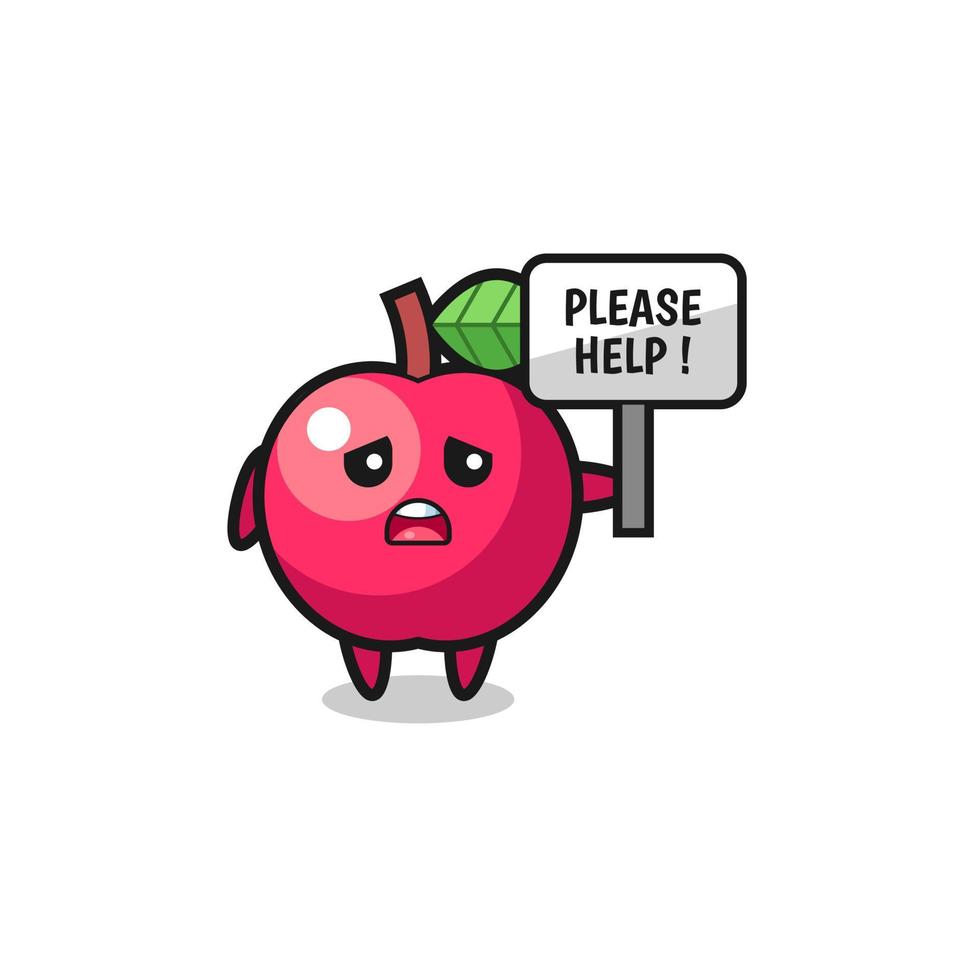 cute apple hold the please help banner vector