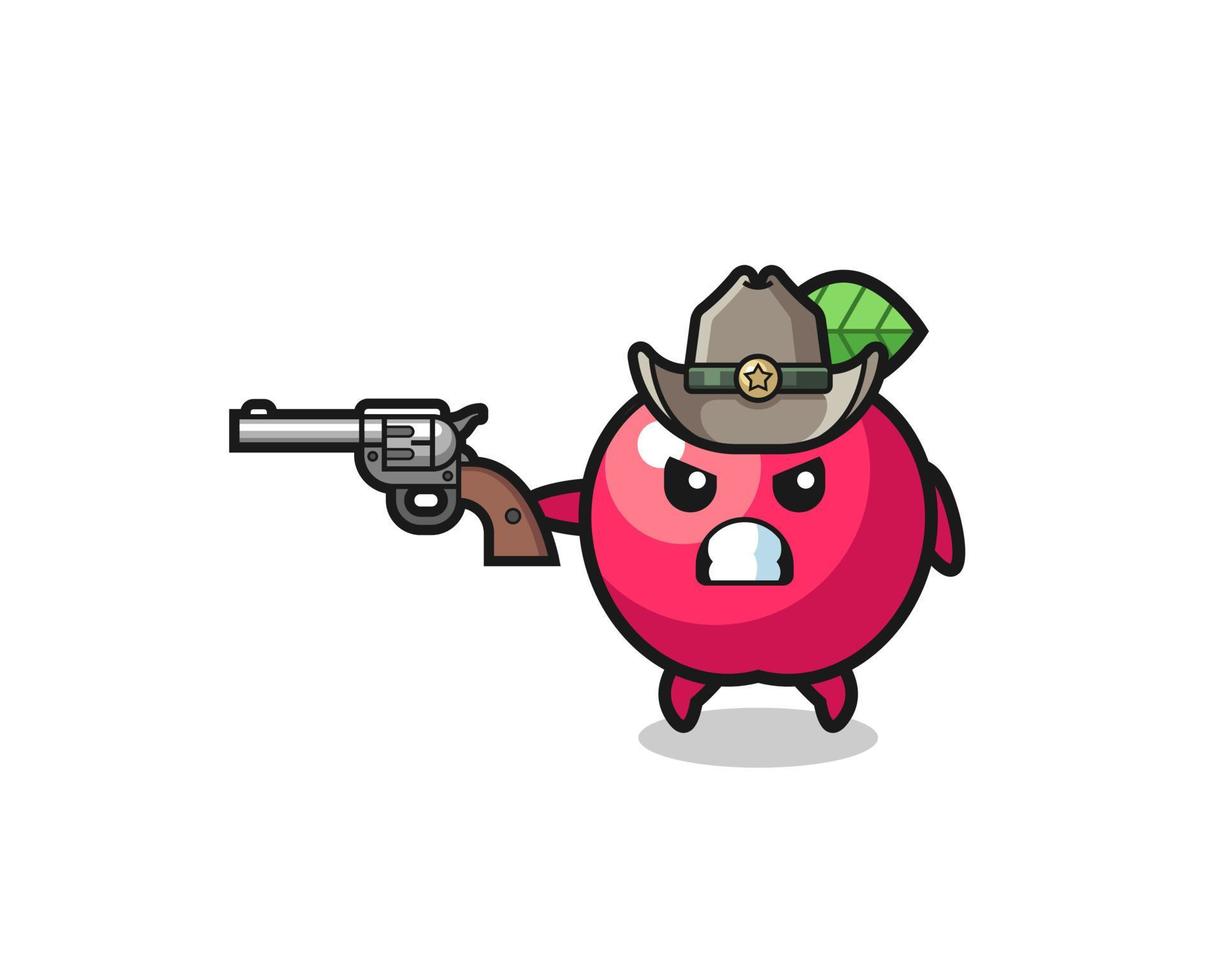 el vaquero de la manzana disparando con una pistola vector