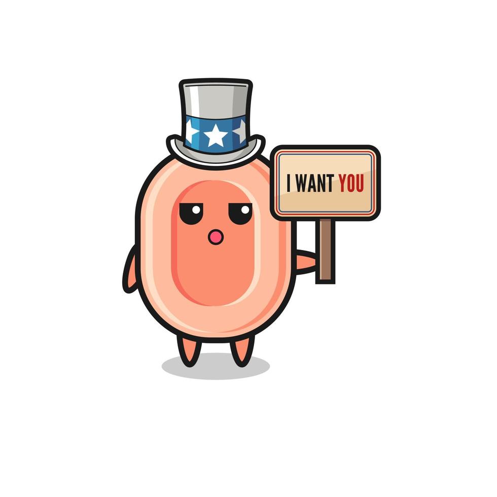 soap cartoon as uncle Sam holding the banner I want you vector