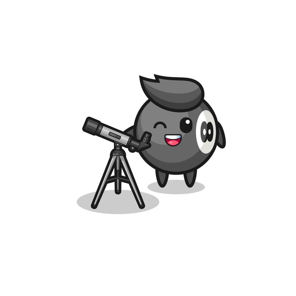 billiard astronomer mascot with a modern telescope vector