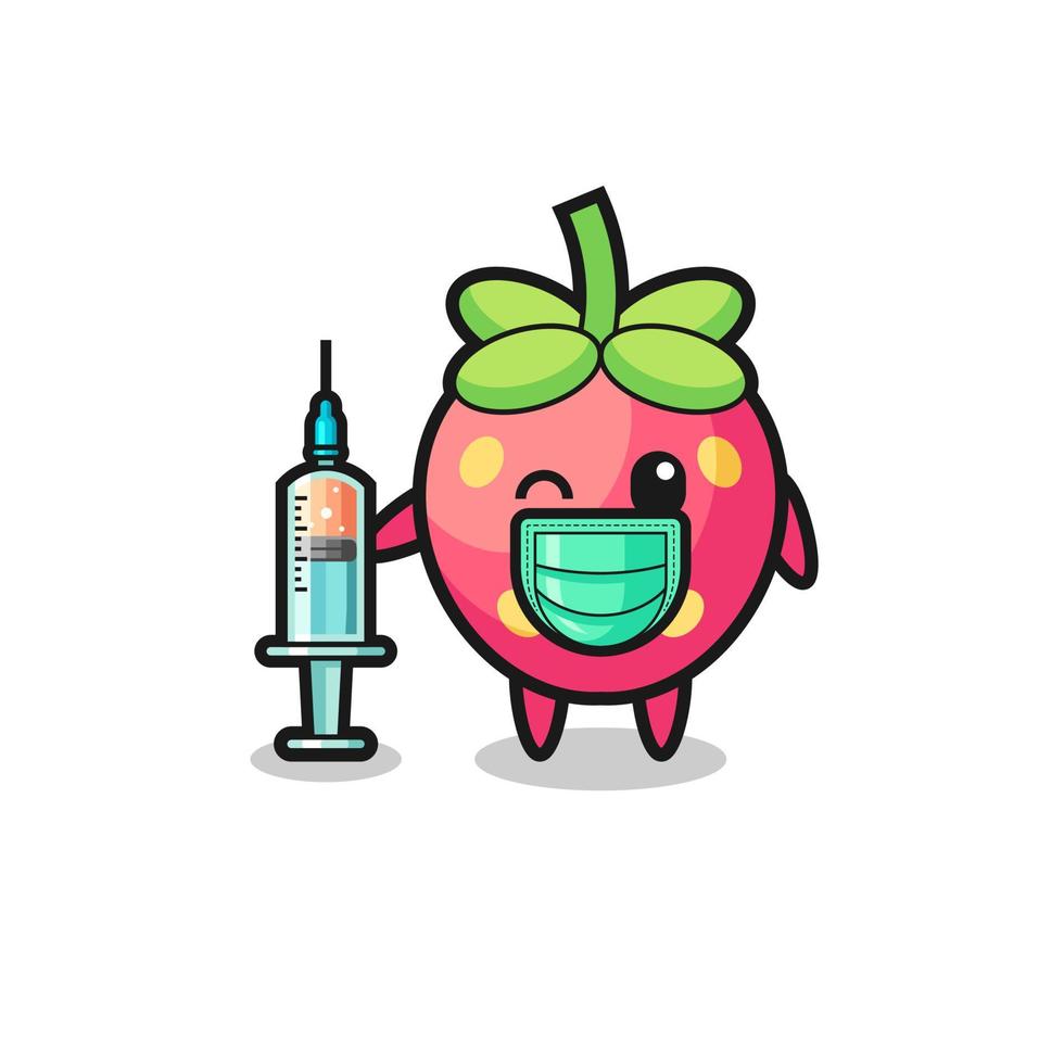 strawberry mascot as vaccinator vector