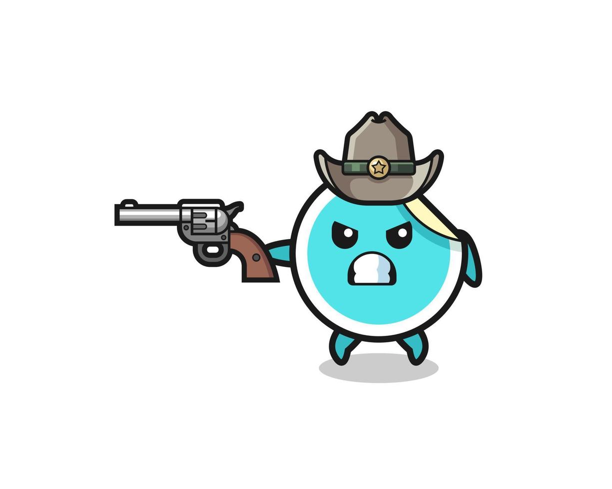 the sticker cowboy shooting with a gun vector
