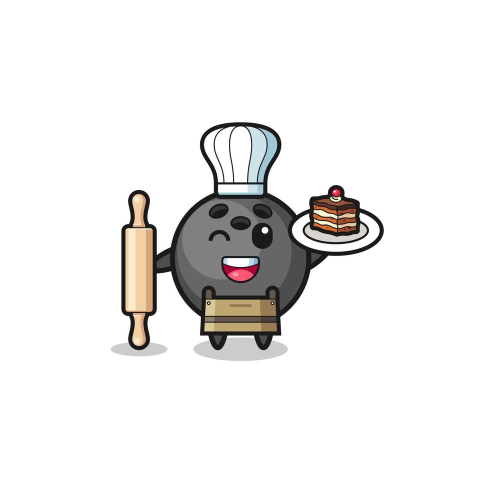 bowling as pastry chef mascot hold rolling pin vector