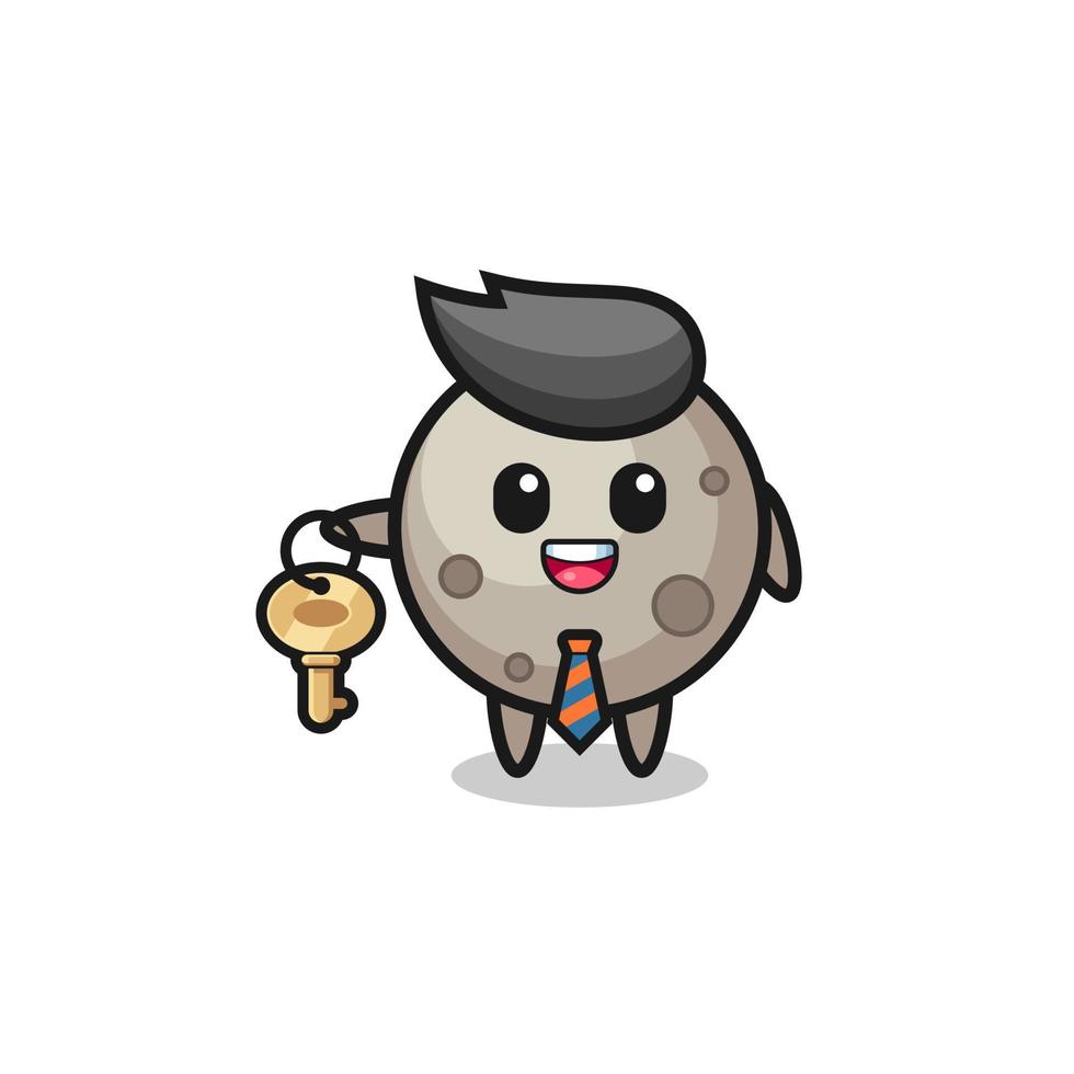 cute moon as a real estate agent mascot vector