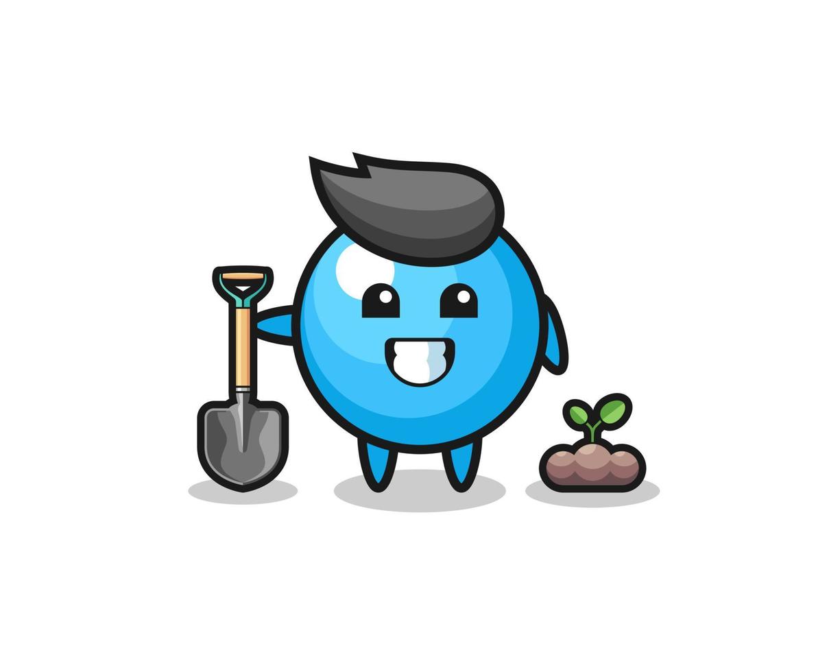 cute gum ball cartoon is planting a tree seed vector