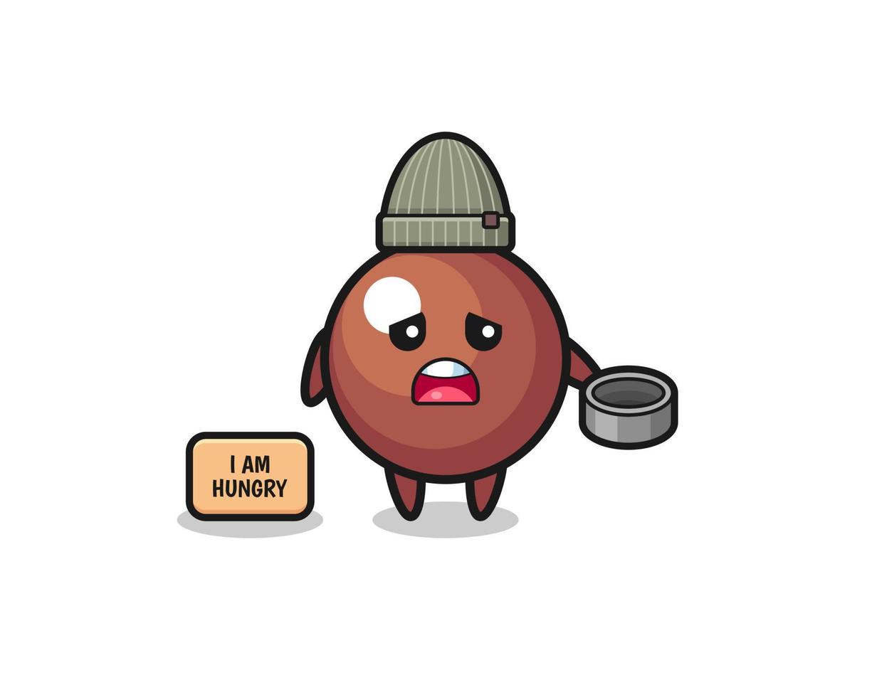 cute chocolate ball beggar cartoon character vector
