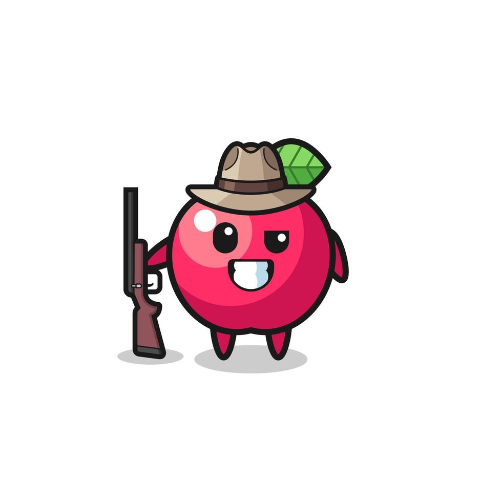 apple hunter mascot holding a gun vector