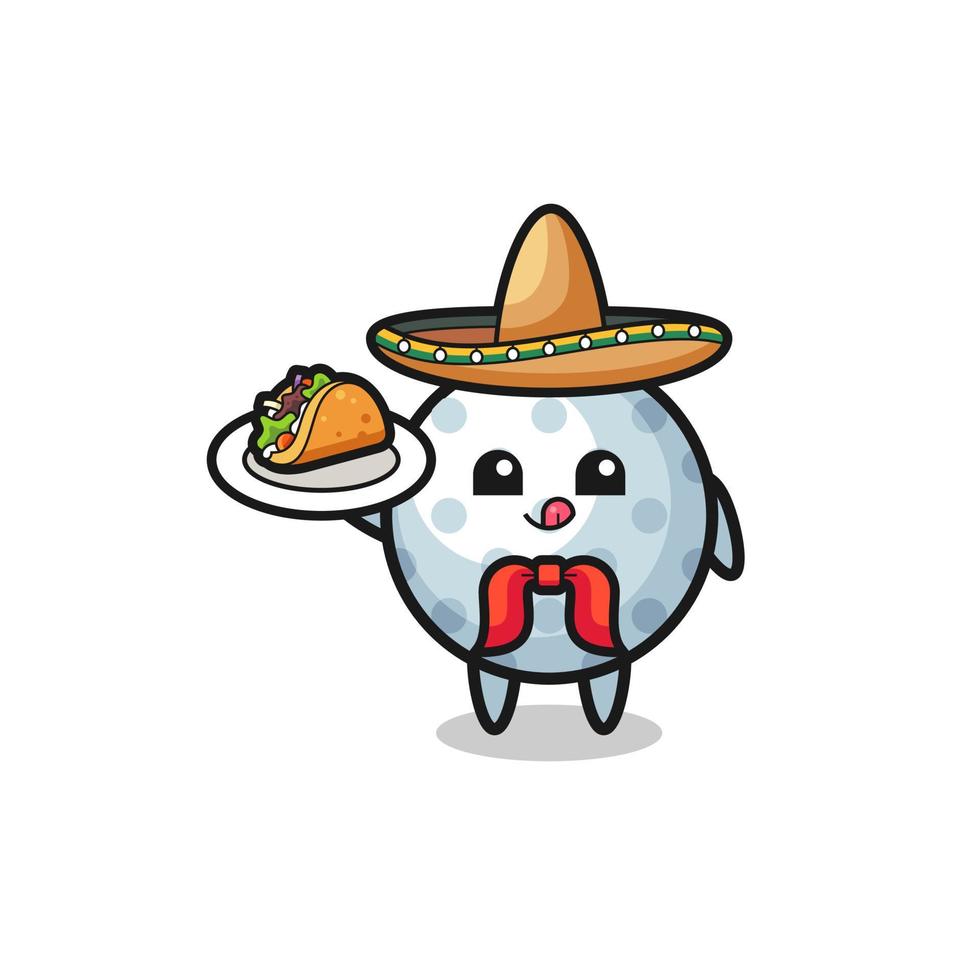 golf Mexican chef mascot holding a taco vector