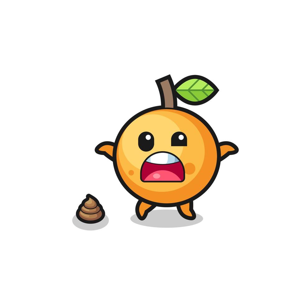 orange fruit earth surprised to meet poop vector