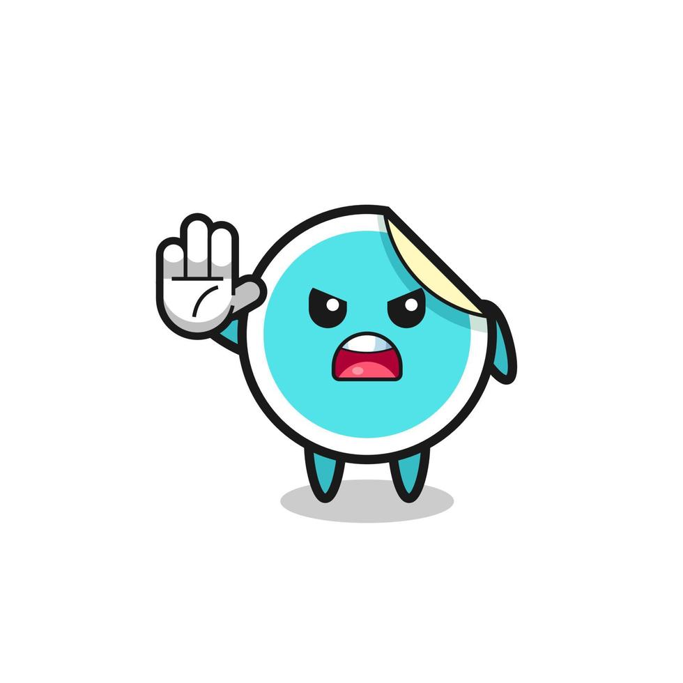 sticker character doing stop gesture vector